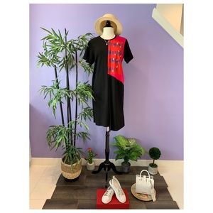 Embellished Color Block Tshirt Knit Dress